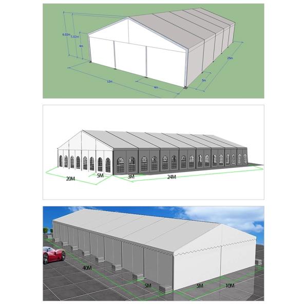 Strong Durable Fire Retardant Storage Tents Black Aluminum Frame Industrial Tent