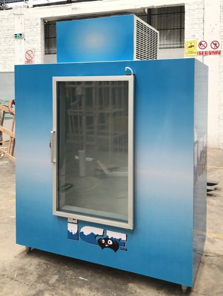 Glass Door Indoor Ice freezer , Auto Defrost Commercial Ice Bagged Stroage Room