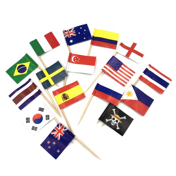 6.5cm Decorative Cocktail Stick Flags Wooden Cake Burger Toothpick Flags