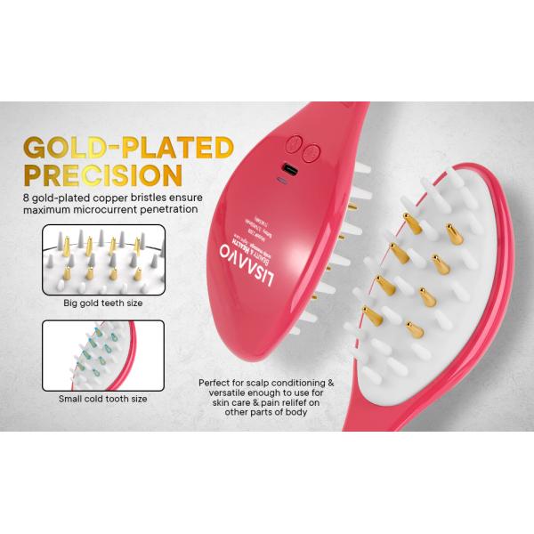 650nm Red Light Therapy Hair Brush EMS LED Hair Brush With 8 Gold Teeth