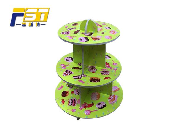 Custom Size Birthday Cardboard Cake Display , Cardboard Cup Cake Stands With 3 Shelves