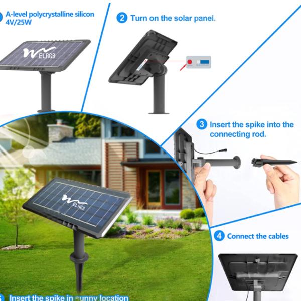 10m 2835 Lâmpadas solares de cabo ao ar livre 3500K LiFePO4 Lâmpadas de fita LED solares