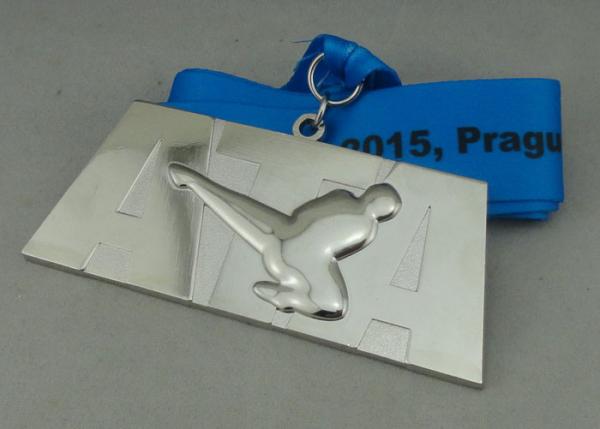 OEM ODM Karate Medals Zinc Alloy Material With Silver Plating Professional