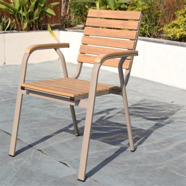 Modern Plastic Wood Garden Tables and Chairs Outdoor Furniture Set for Hotel Patio Dinning