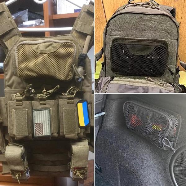 Tactical Mesh Zipper Pouch, Modular Insert Panel Organizer EDC Utility Storage Pocket with Hook-N-Loop Fasteners