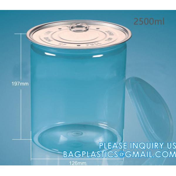 Multi Sizing 180ml To 2500ml Plastic Pop Top Cans For Food With Easy Open Lids Pet Jar, Ring Pull Top Can