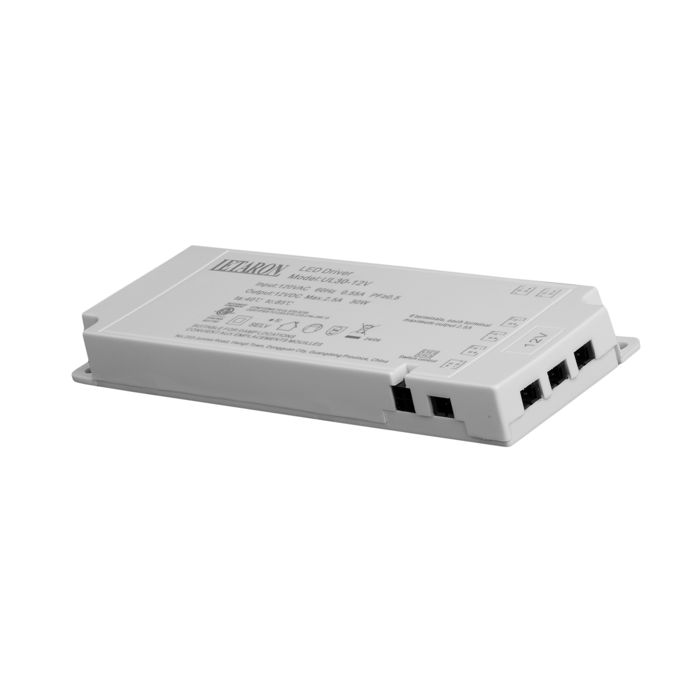 ETL Certified US Under Cabinet LED Driver 30W 60W 6PIN Output with Surge Protection