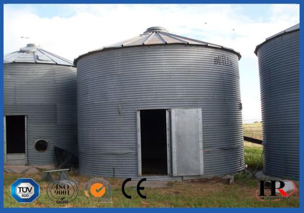500T 1000T 10000T Vertical Grain Storage Silo , Hot Dip Galvanized Flat Bottom Grain Bins