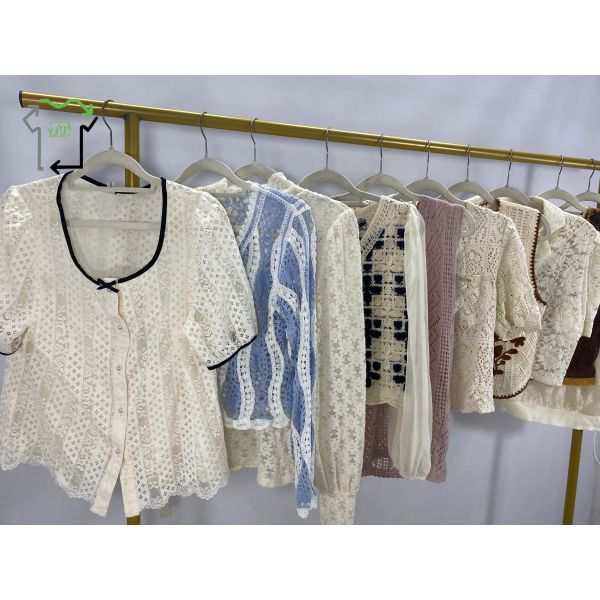 Women Second Hand Summer Floral Top Hollow Print Loose Slim Fit Casual Mixed Sizes
