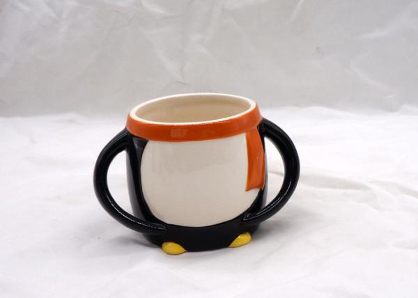Colorful 3D Ceramic Mug Hand Painted Christmas Santa Claus Cup With Two Handle