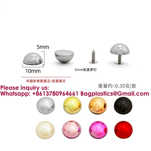 7mm 9mm 12mm 15mm 16mm 18mm Alloy Mushroom Dome Shape Rivet,Jeans Clothing Bags Rivets Half Ball ABS Screw Rivet for DIY Garment Leather Craft Belt Wallet Bag Decoration Hardware