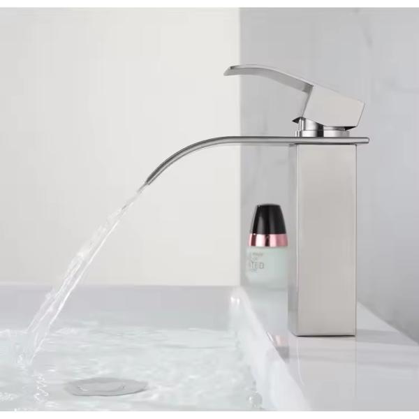 Electric Faucets Black Bathroom Water Tap Waterfall Single Wash Basin Sink Mixer Tap