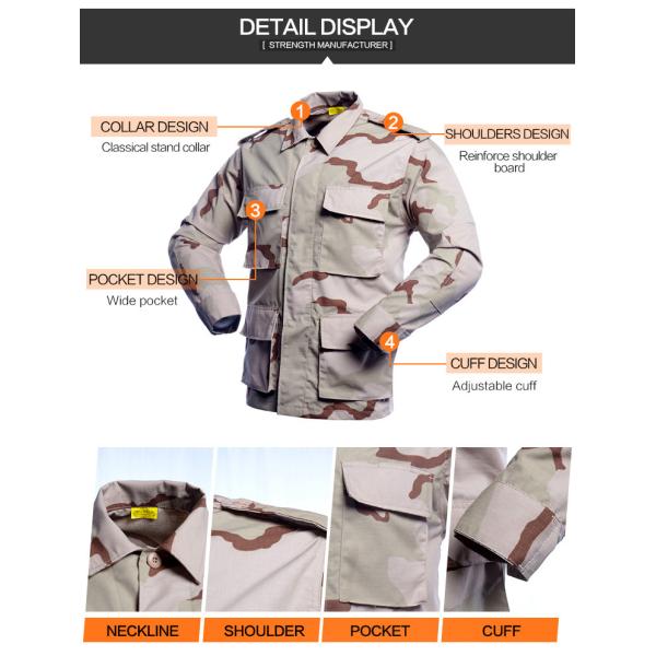 Flame Retardant Camouflage BDU Military Uniform 210-220gsm Fabric