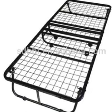 Easy Removal Black Hotel Single Bed Mattress Metal Foundation Folding Bed Frame With Wheels