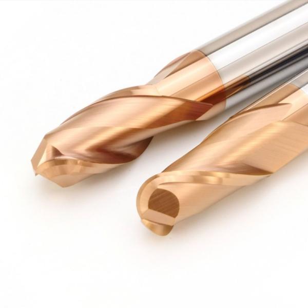 Standard 2 Flutes Ball Nose End Mill Cutter HRC55 Bronze Nano Coating