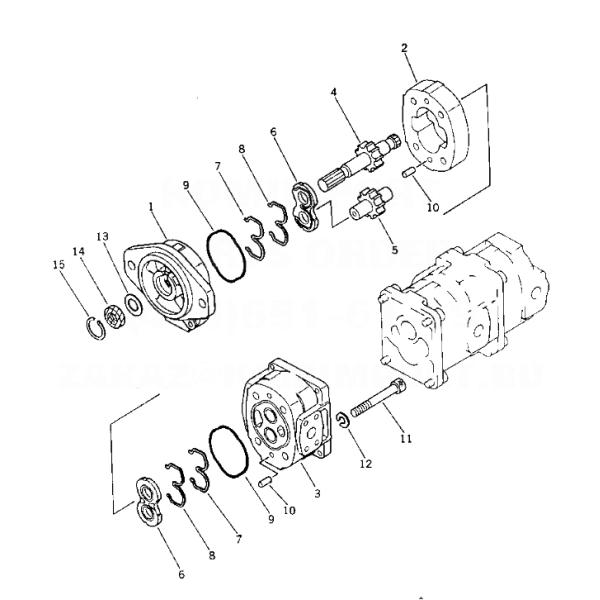 705-56-24080 насос бульдозера гидравлического насоса с зубчатой передачей КОМАТСУ/алюминиевого сплава
