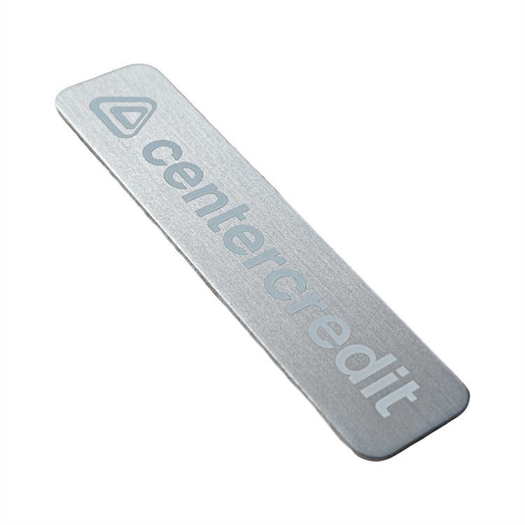 Manufacturer Self-Adhesive 3D Metal Sticker Label Brush Aluminum Name Plate Printed Text Lacquer
