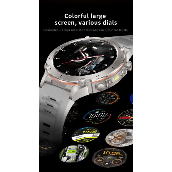 Outdoors Y101 Smart Watch 1.43inch Amoled 730mAh GPS 3ATM Flashlight Air Pressure Altitude Sports Watches Men Smartwatch