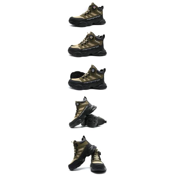 Zapatos de seguridad de construcción de cuero de microfibra unisex con suela media de Kevlar y suela de caucho + plástico