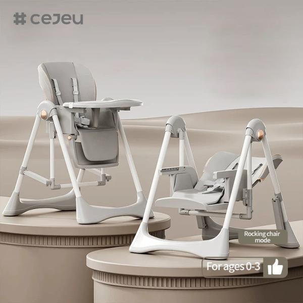 CJ-28,2 в 1+PP+Swing,Grey/White/Pink/Brown,четыре цвета,Packing size 64*31*57cm,Надежный и безопасный детский высокий стул