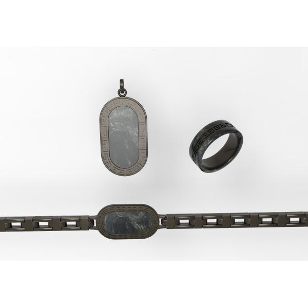 Suspensorio de fibra de carbono Joyería y pulsera de anillo de patrón único