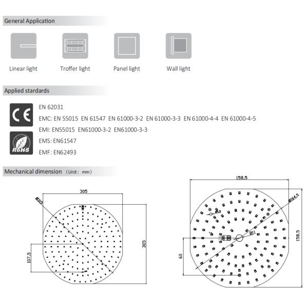 Zhaga Round Series DC LED Module IP20 Protection Grade 2700/3000/4000/5000/5700/6500K