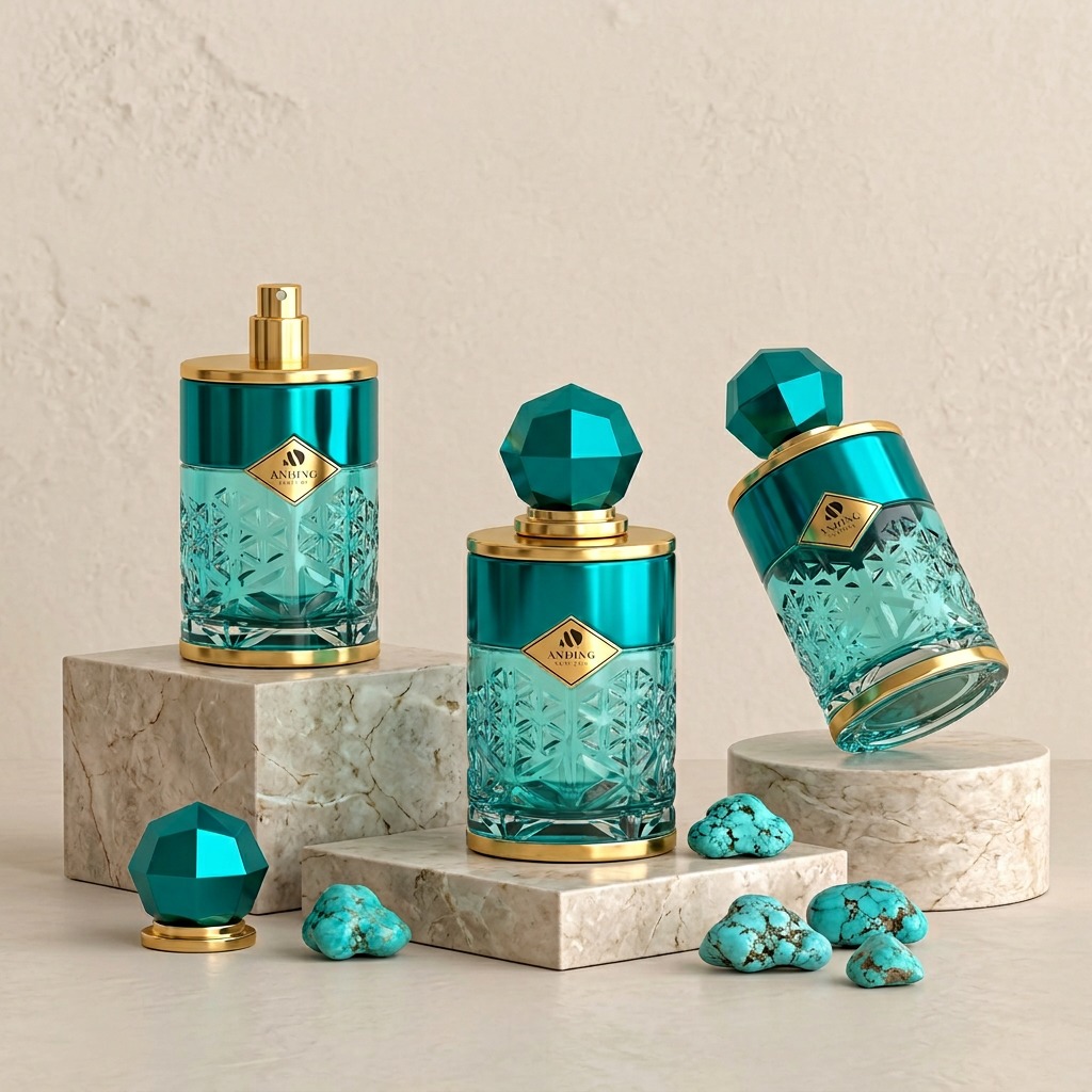 100ml Glass Perfume Bottles Unique Marble Pattern Geometric Cap Empty Spray