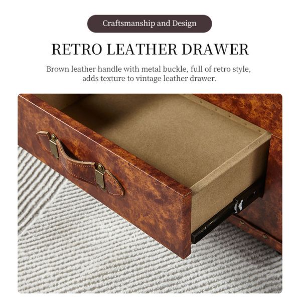 Nidea #303 American Retro Old Leather Suitcase Double Drawer Coffee Table Whiskey  Bar for Hotel Personalized Coffee Home Furniture