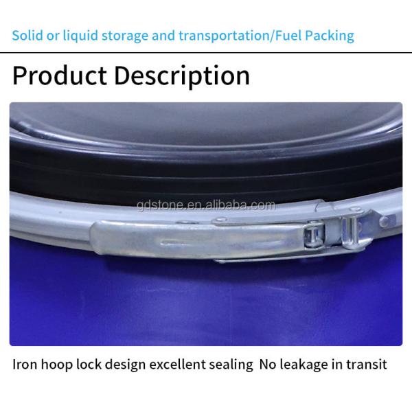 125L Chemical Plastic HDPE Open Top Drum With Iron Hoop Ring 80 Degree