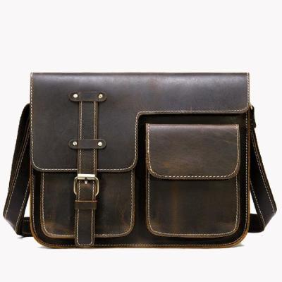 Mensageiro retro Bags do portátil do couro da camada dos homens primeiro