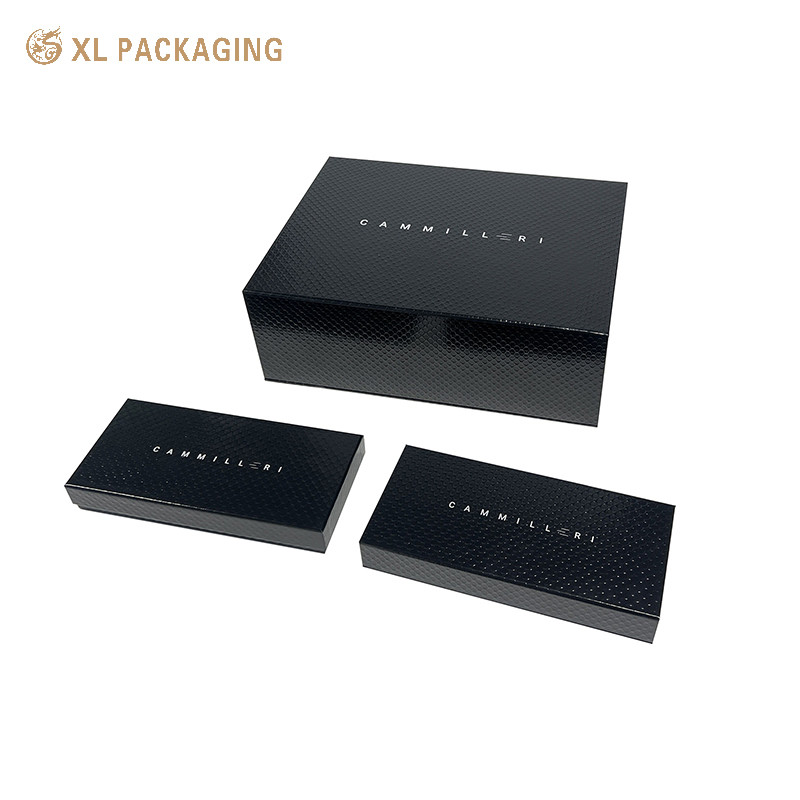 Luxury Embossed Golf Magnetic Box | White Logo on Black Gloss | Optional Foldable Flat Pack Design