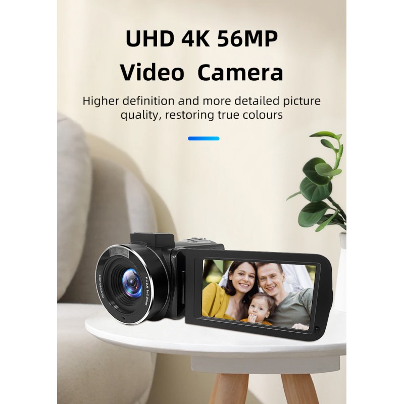 Newest 4K Video Camera Camcorder UHD Fill Light 3.0 IPS Touch Screen 18X Zoom Vlogging Camera for YouTube Live Streaming
