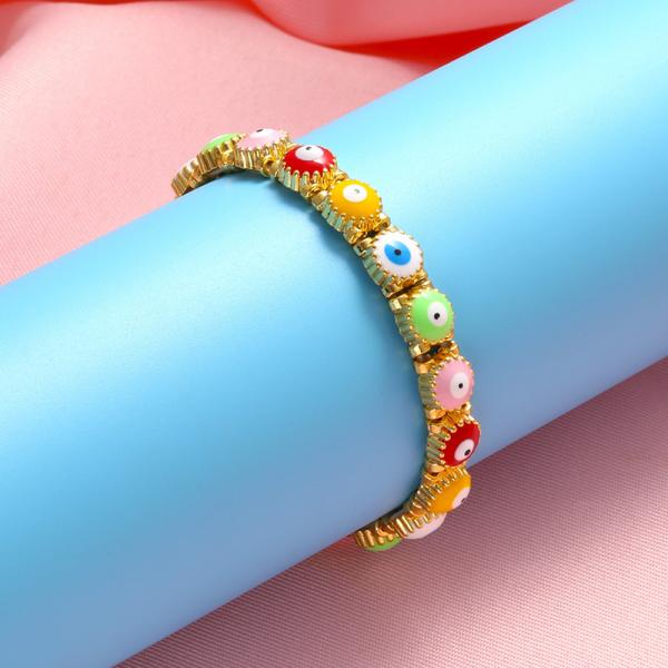 Золото покрыло браслет дурного глаза эмали ювелирных изделий Bangle золота 18K регулируемый удачливый