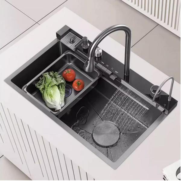 Brushed Gunmetal Stainless Steel Kitchen Sink 33x22 Two Bowl