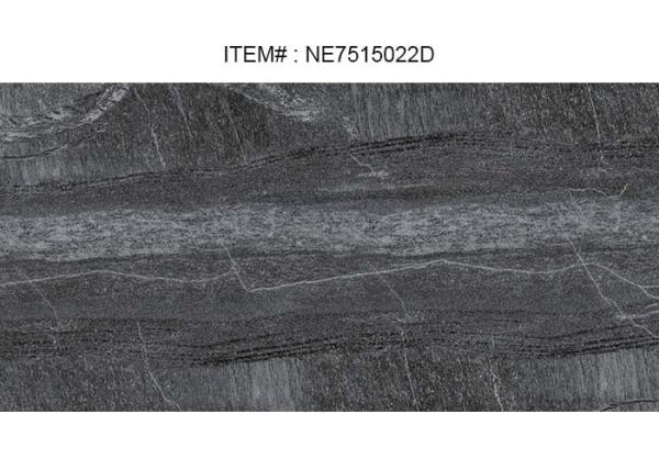 Dark Grey Color Rectangular Ceramic Floor Tile Stone Look Ink - Jet Printing