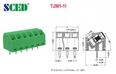 Conecte rapidamente Calibre de diâmetro de fios 16-24 45 Pin do bloco terminal 2 de parafuso do grau - 28 Pin 3.81mm