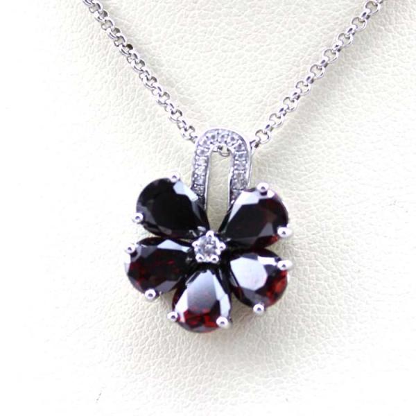 Women Jewelry  Purple Cubic Zircon Flower Pendant Necklace  (PSJ0223)