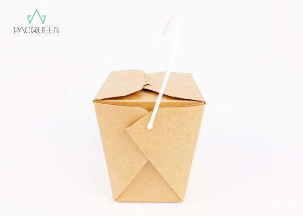 Brown Kraft Paper Takeaway Boxes Disposable Food Packaging 26oz / 32oz With Handle