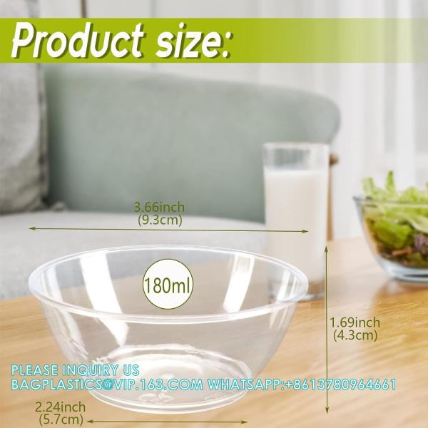 12oz 9oz 6oz Hard Plastic Bowls, Clear Salad Bowl Disposable Soup Ice Cream Candy Serving Bowls Wedding Birthday