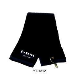 100% cotton black golf sports towel with hook and customized logo for promotion