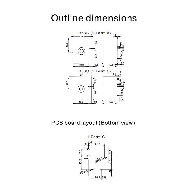 1 держатель PCB реле C SPDT 12VDC 30 Amp формы загерметизировал R53G-112DF-1-S
