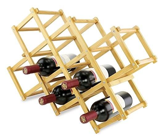 Triangle shaped high quality bamboo wine bottle rack for 12 bottles