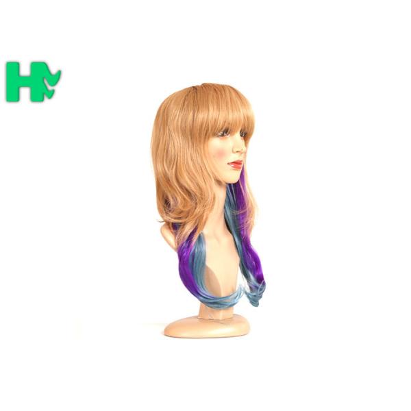 Dip Dyed Three Tone Long Synthetic Wigs / Full Head Hair Wig For Wild Party 160 Gram