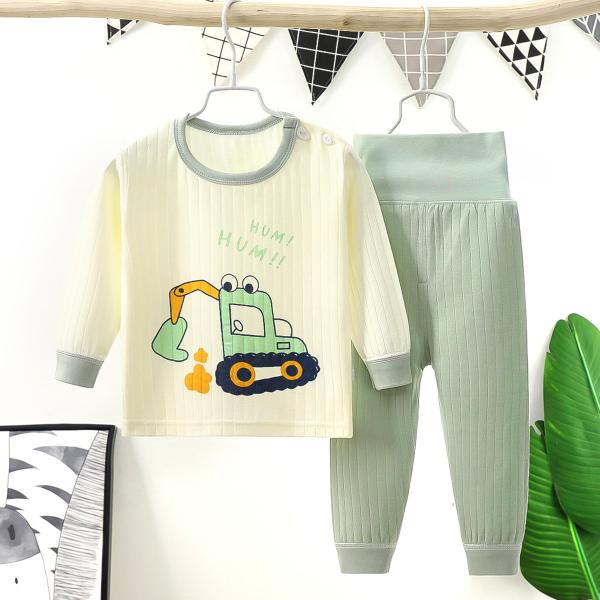 Os pijamas das crianças da casa ajustam a roupa Sleeved longa do terno da calças do algodão