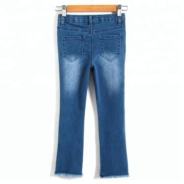 Embroidery Kids Jeans Pant Light Blue , Children Girls Denim Pants Breathable
