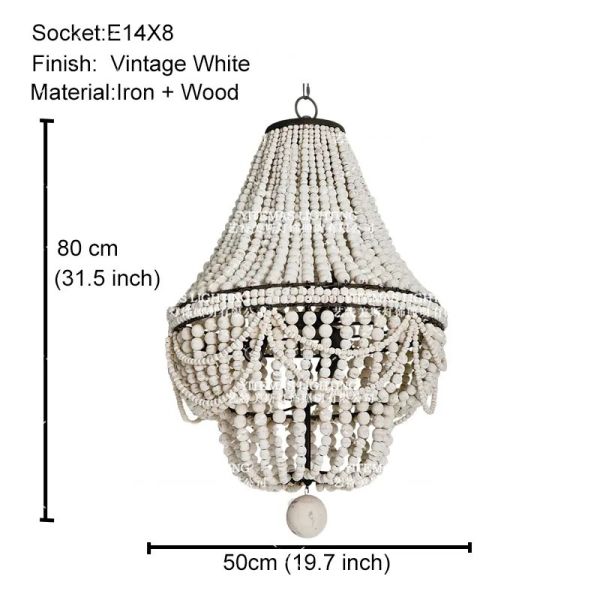 Gold Chandelier Wooden Beaded Lighting Fixture Fringe Hanging Light Silas Chandelier （WH-AP-652）