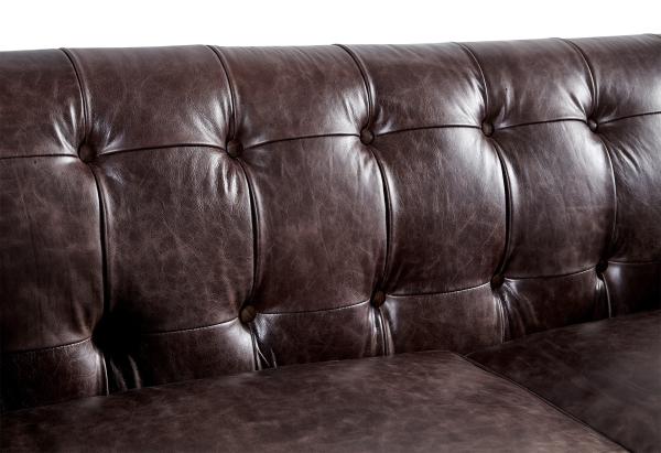 Wooden Legs Dark Brown Leather 2 Seater Sofa , Two Seater Leather Couch Durable