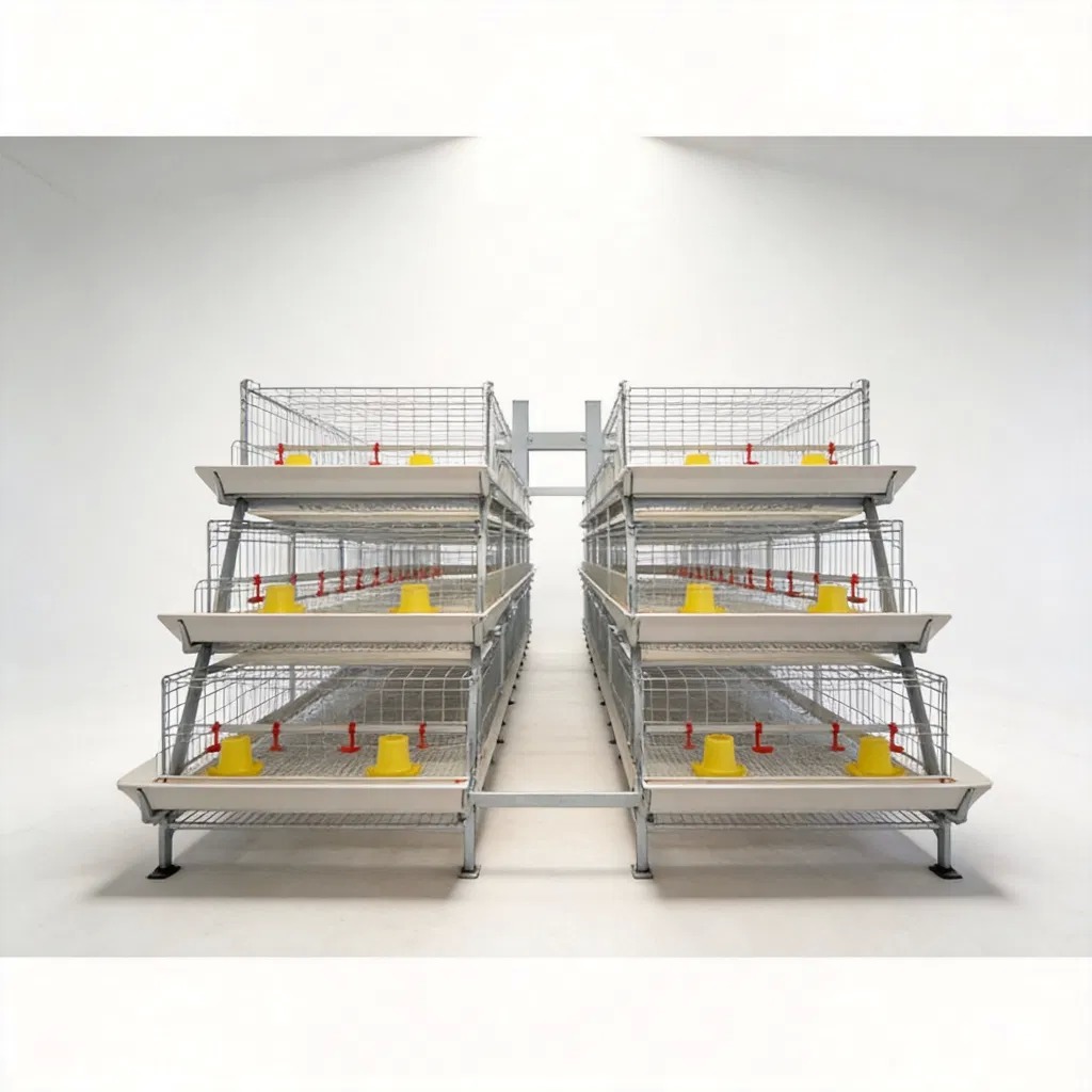 Chicken Farming Equipment H Type Automatic Broiler Chicken Cage Vertically Stacked