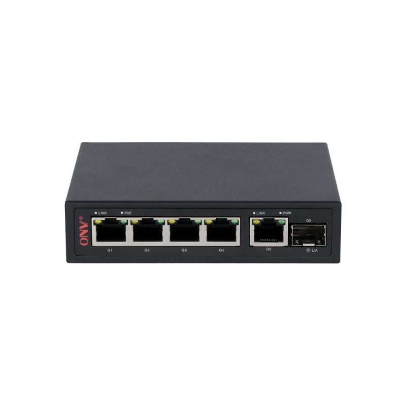 6 Port Gigabit PoE Switch 30W Per Port 12Gbps Switching Capacity For IP Surveillance
