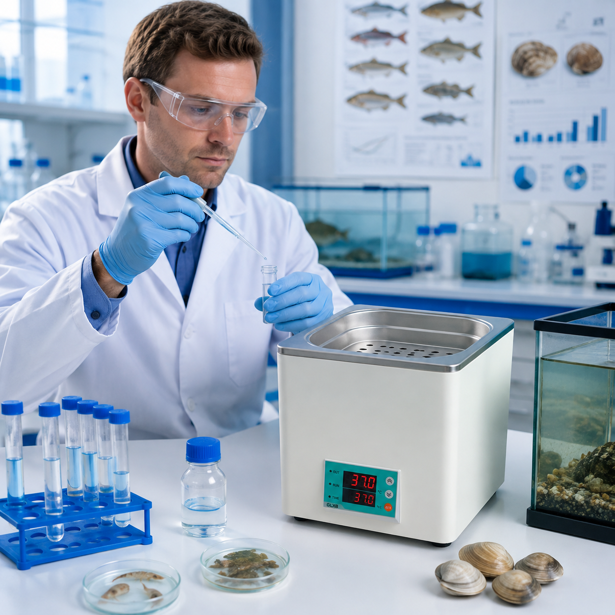 Cenlee Digital Constant Temperature Water Bath 300W Laboratory Heating Bath for Medical Sample Incubation and Testing